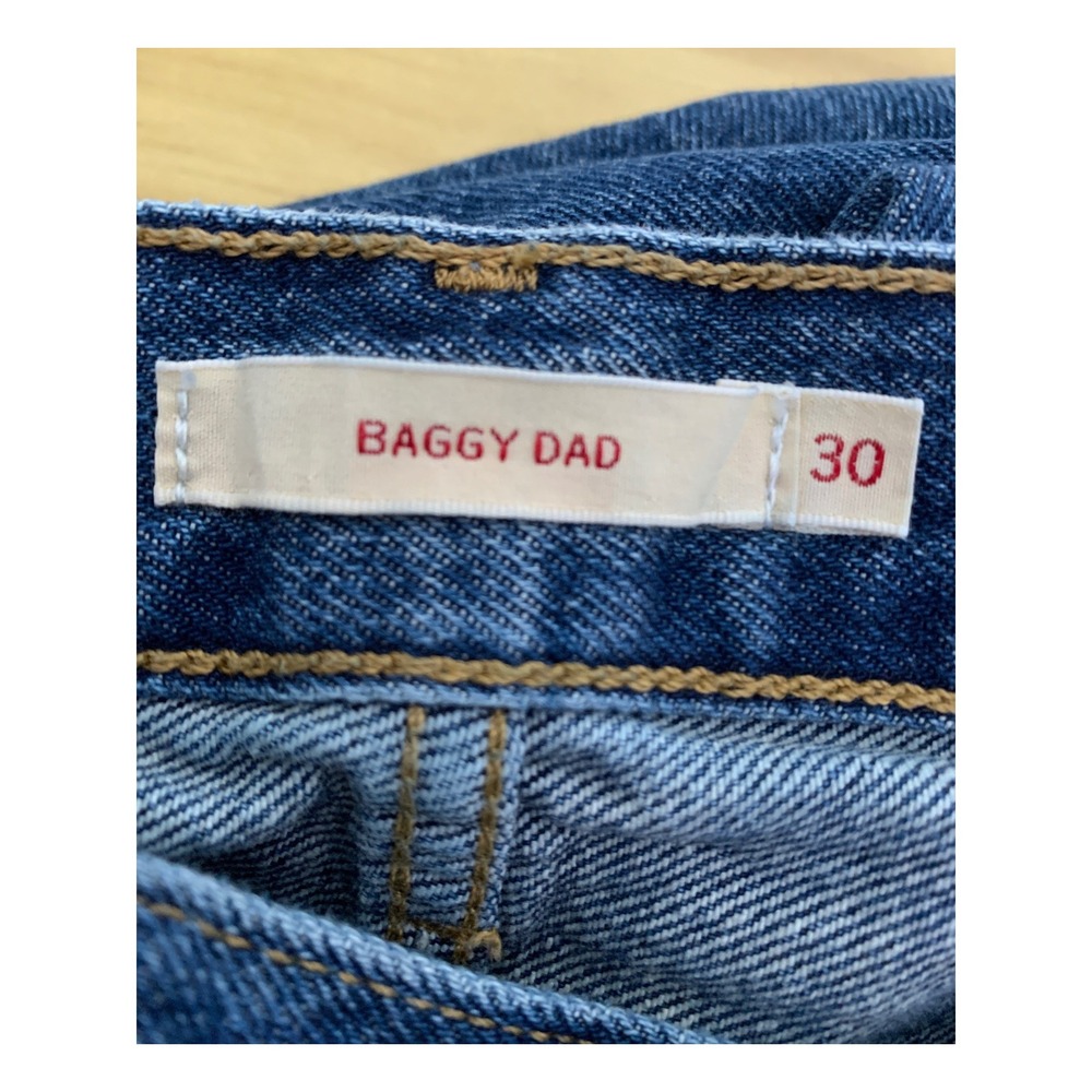 Levis Baggy Dad Jeans Womens 30 Blue Wide Leg Fade Cotton Denim Pants - Picture 3 of 9
